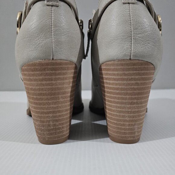 NEW Dr Scholls Kickstart Ankle Bootie Womens 9.5 Taupe Block Heel Buckle Neutral - Picture 8 of 14